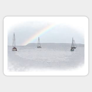 Four Sailboats On Bellingham Bay Sticker